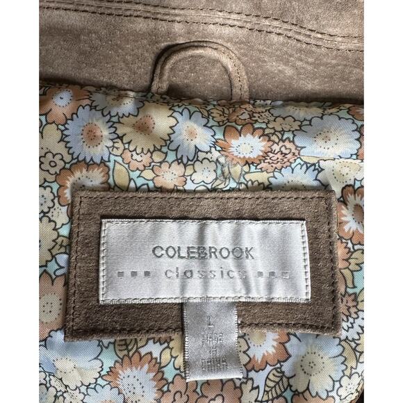 Colebrook Womens L Brown Floral Lined Full Zip 100% Leather Suede Jacket Boho - Picture 11 of 14